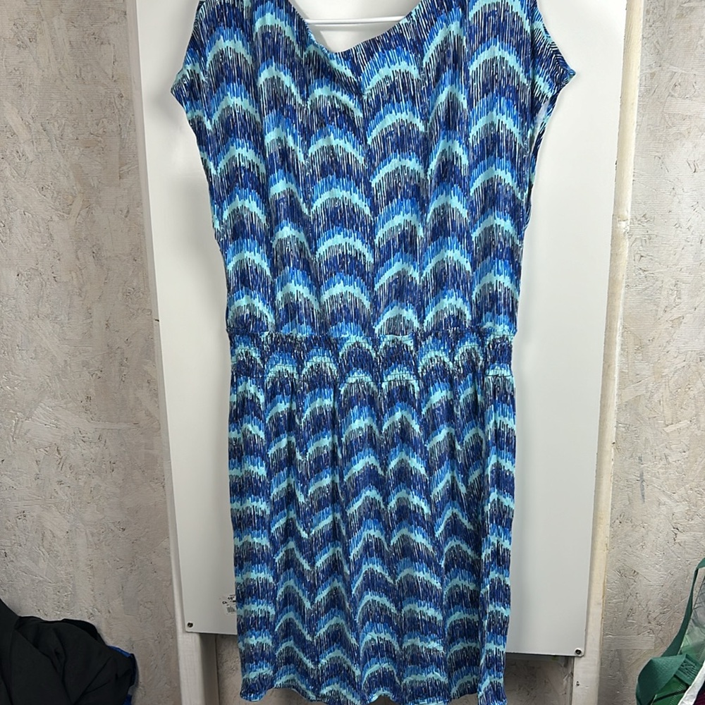 Lilly Pulitzer Blue Multi Wave Print Short Sleeve Dress size XL - Picture 5 of 5